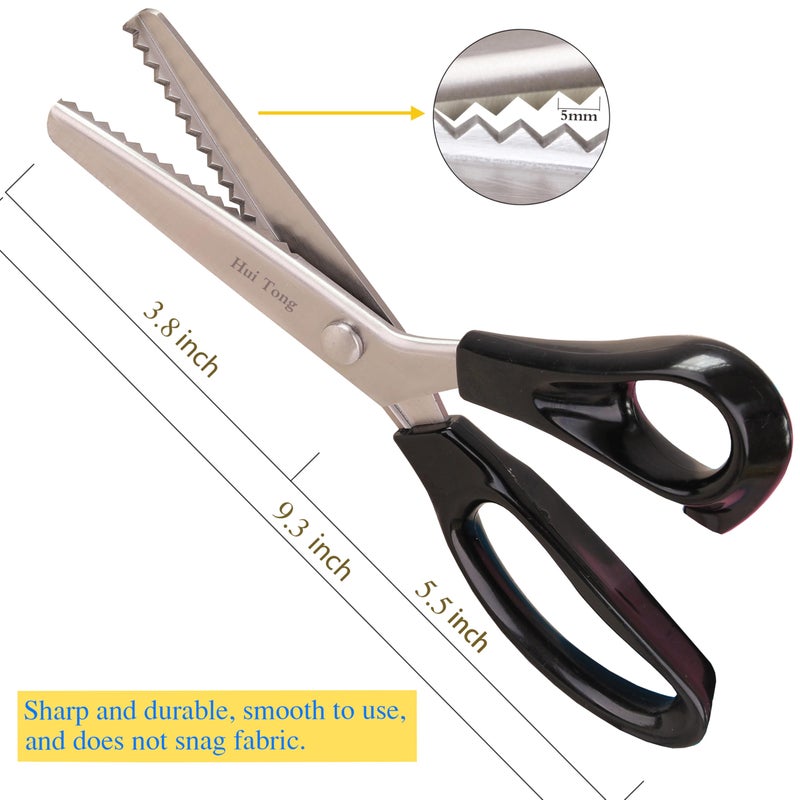 Hui Tong Strong & Sharpe Pinking Shears,Pinking Shears Scissors for Fabric, Serrated and Scalloped Scissors Fabric,3mm,5mm,7mm (Serrated 5mm) - Image 4
